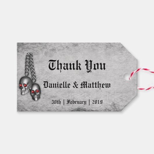 Rose und Seidengotik Hochzeit Vielen Dank Geschenkanhänger (Vorderseite (Horizontal))