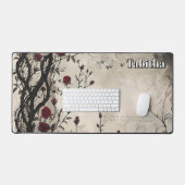 Rose und Skript. Bearbeitbarer Name Schreibtischunterlage (Tastatur & Maus)