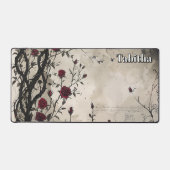 Rose und Skript. Bearbeitbarer Name Schreibtischunterlage (Vorderseite)