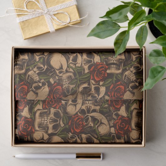 Rose und Skull-Muster Seidenpapier (Geschenk)