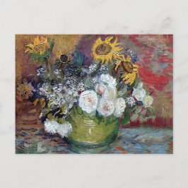 Rose und Sonnenblumen von Van Gogh Postkarte