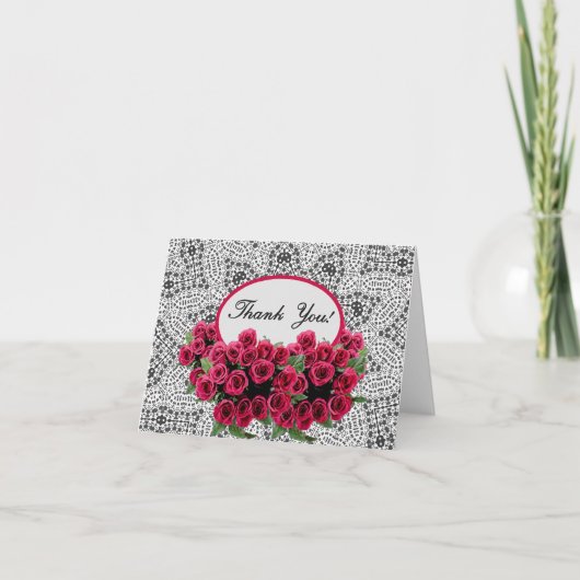Rose und Spitzen Dankeskarte (Vorderseite)