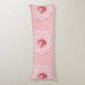 Rose und Spitzen Vintag rosa reversibel Seitenschläferkissen (Vorderseite Vertikal)