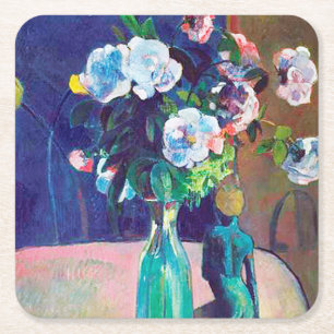 Rose und Statuette, Gauguin Rechteckiger Pappuntersetzer