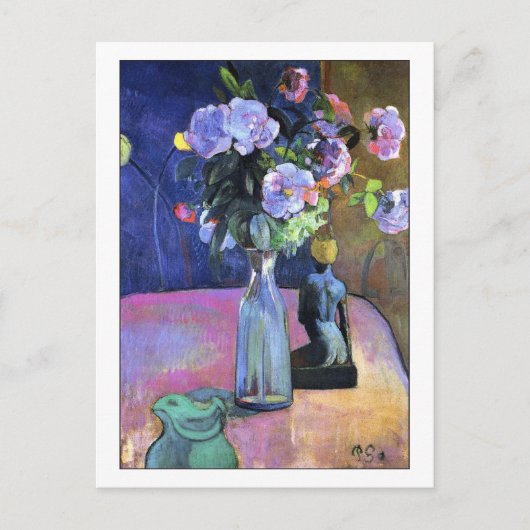 Rose und Statuette von Gauguin Postkarte (Vorderseite)