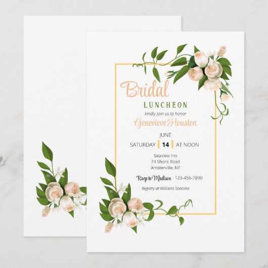 Rose und Stephanotis-Blume Einladung (Vorne/Hinten)