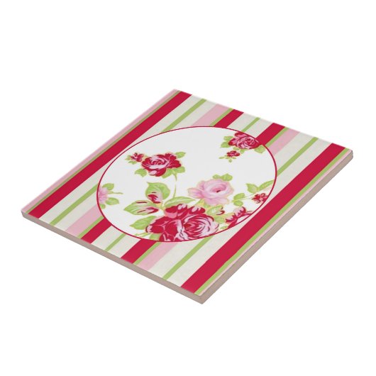 Rose und Streifen Fliese (Seite)