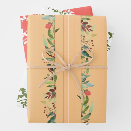 Rose und Streifen Geschenkpapier Set (Beispiel)