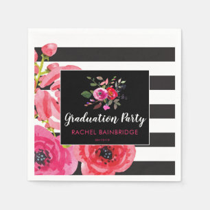 Rose und Streifen Graduierungsparty Serviette