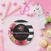 Rose und Streifen Personalisiert Pappteller (Party)