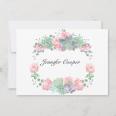 Rose und Sukkulationen von Ihrem Schreibtisch aus Mitteilungskarte (Vorderseite)