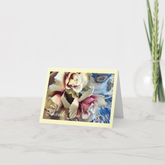 Rose und Teacup Dankeschön Karte (Vorderseite)