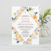 Rose und Thistle Baby Taufe & Brunch Einladung (Stehend Vorderseite)