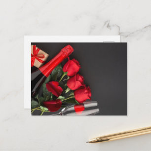 Rose und Valentinstag der Geschenkboxen Postkarte