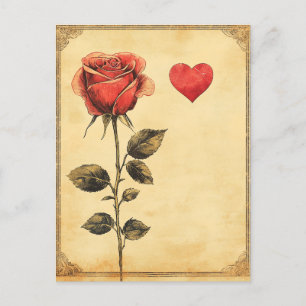 Rose und Vintage Liebe Postkarte