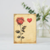 Rose und Vintage Liebe Postkarte (Stehend Vorderseite)