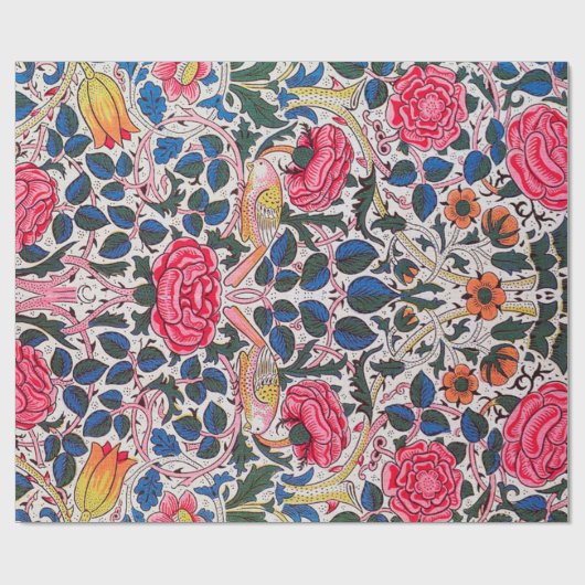 Rose und Vogel, William Morris Geschenkpapier (Flach)