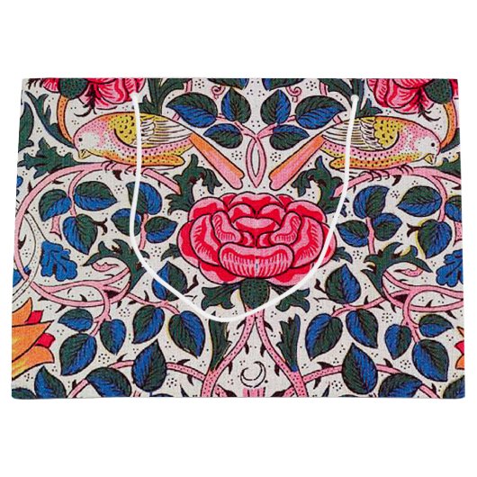 Rose und Vogel, William Morris große Geschenktasch Geschenktüte (Vorderseite)