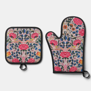 Rose und Vogel, William Morris Ofenhandschuh & Topflappen-Set