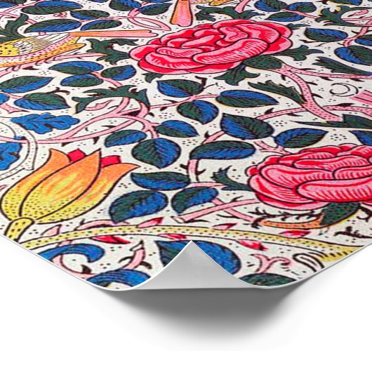 Rose und Vogel, William Morris Poster (Ecke)