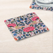 Rose und Vogel, William Morris Rechteckiger Pappuntersetzer (angewinkelt)