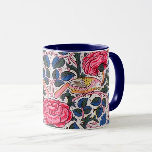 Rose und Vogel, William Morris Tasse (VorderseiteRechts)