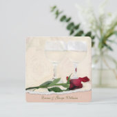 Rose und Wein für Hochzeiten Einladung (Stehend Vorderseite)