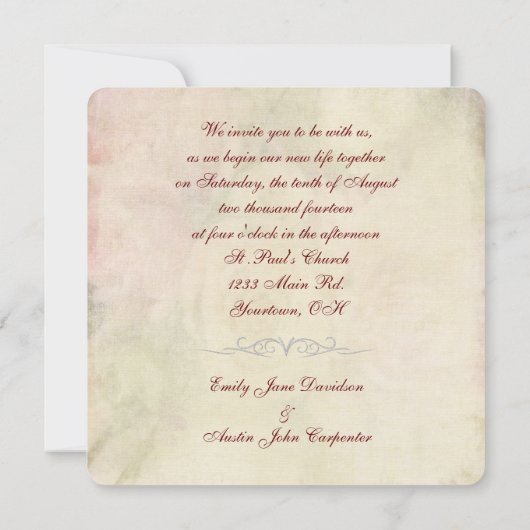 Rose und Weintrauben Einladung (Rückseite)