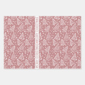 Rose und weiße Weihnachtsbäume Geschenkpapier Set (Vorderseite 3)