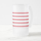 Rose und Weißer Horizontalstreifen Mattglas Bierglas (VorderseiteRechts)