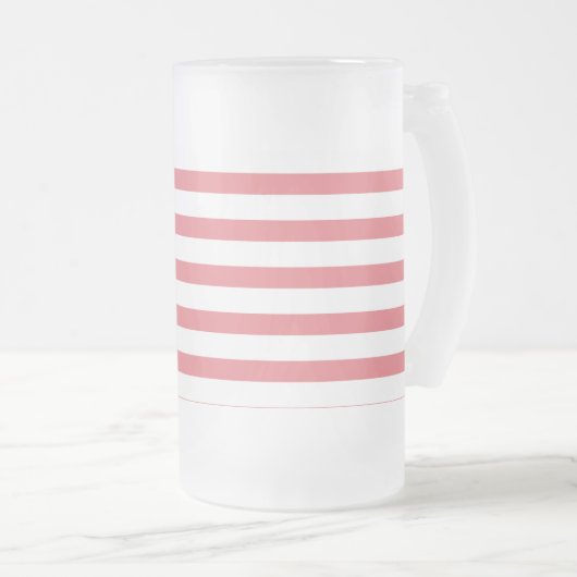 Rose und Weißer Horizontalstreifen Mattglas Bierglas (VorderseiteRechts)