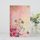 Rose und Wildblume Briefpapier (Stehend Vorderseite)