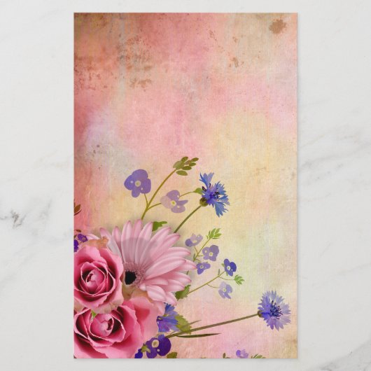 Rose und Wildblume Briefpapier (Vorderseite)