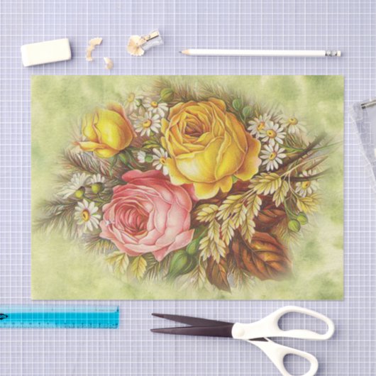 Rose und Wildblumen Bouquet Seidenpapier (Handwerk)