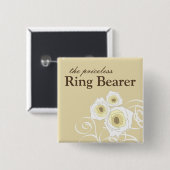 Rose und Wirbel auf dem Ring Bear Wedding Button (Vorne & Hinten)