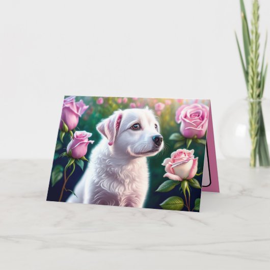 Rose und wunderschöne Sammlung von Hunden Karte (Vorderseite)