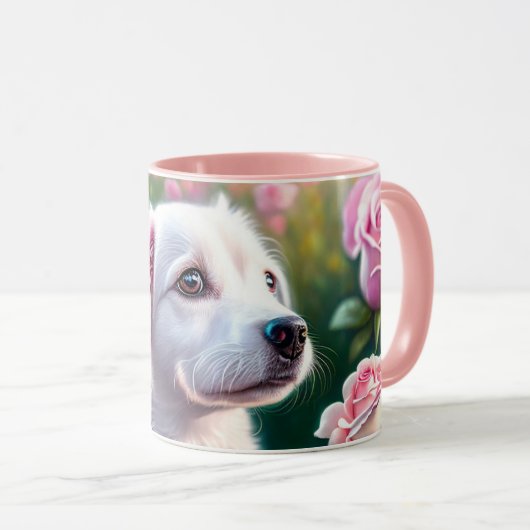 Rose und wunderschöne Sammlung von Hunden Tasse (VorderseiteRechts)