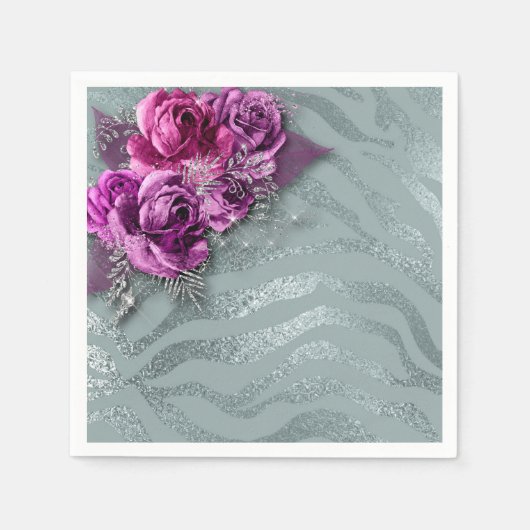 Rose und Zebrastreifen Serviette (Vorderseite)