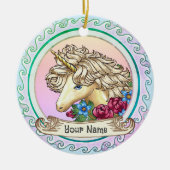Rose Unicorn Keramik Ornament (Vorne)