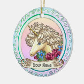 Rose Unicorn Keramik Ornament (Links)