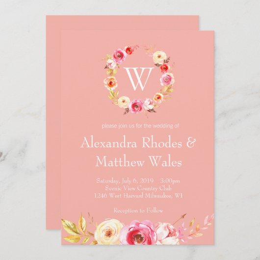 Rose Unity Einladung (Vorne/Hinten)