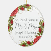 Rose Unsere ersten Weihnachten Verheiratet Mr. und Keramik Ornament (Links)