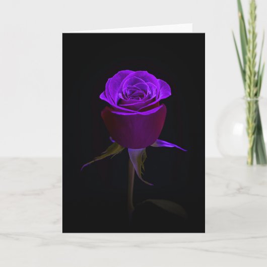 Rose unter schwarzem Licht Dankeskarte (Vorderseite)
