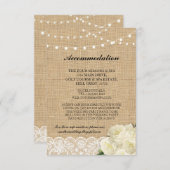 Rose Unterkunft Burlap Lights Hochzeitskarten Begleitkarte (Vorne/Hinten)