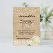 Rose Unterkunft Burlap Lights Hochzeitskarten Begleitkarte (Stehend Vorderseite)