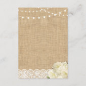Rose Unterkunft Burlap Lights Hochzeitskarten Begleitkarte (Rückseite)