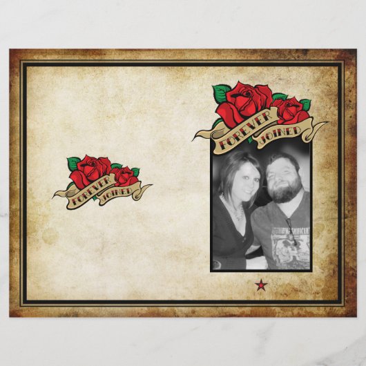 Rose Urban Tattoo Hochzeitsprogramm für ewig (Vorderseite)