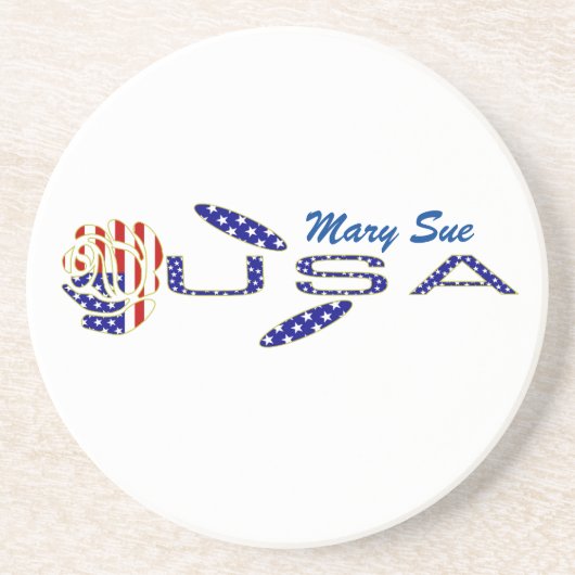 Rose USA Flaggenblau Personalisiert Getränkeuntersetzer (Vorne)