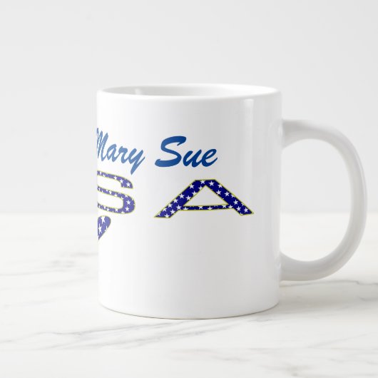 Rose USA Flaggenblau Personalisiert Jumbo-Tasse (Rechts)