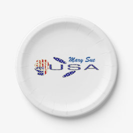 Rose USA Flaggenblau Personalisiert Pappteller